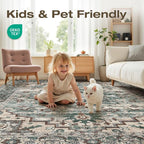 8x10 Area Rugs Living Room: Washable Vintage Rug Large Non-Slip Stain Resistant - Image 7