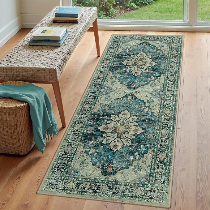 RELEANY Area Rugs Runner 3'x7' Washable Non-Slip, Floral Vintage Distress - Image 3