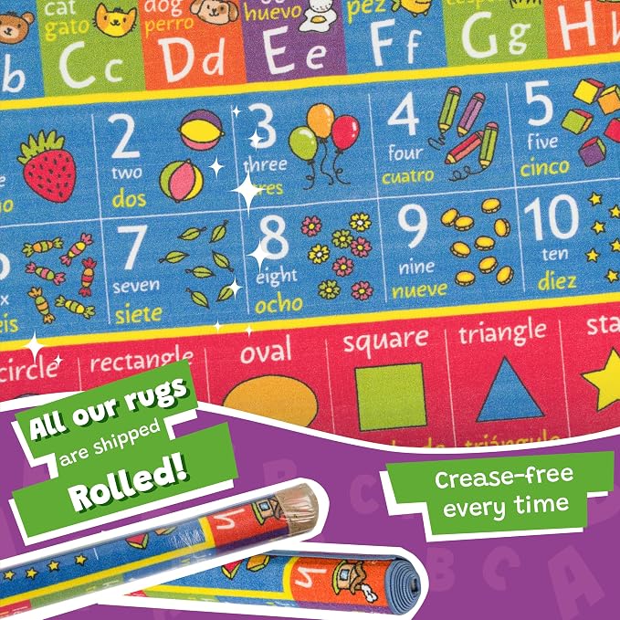 KC Cubs Bilingual Educational Kids Rug – English & Spanish ABC Alphabet - Image 4