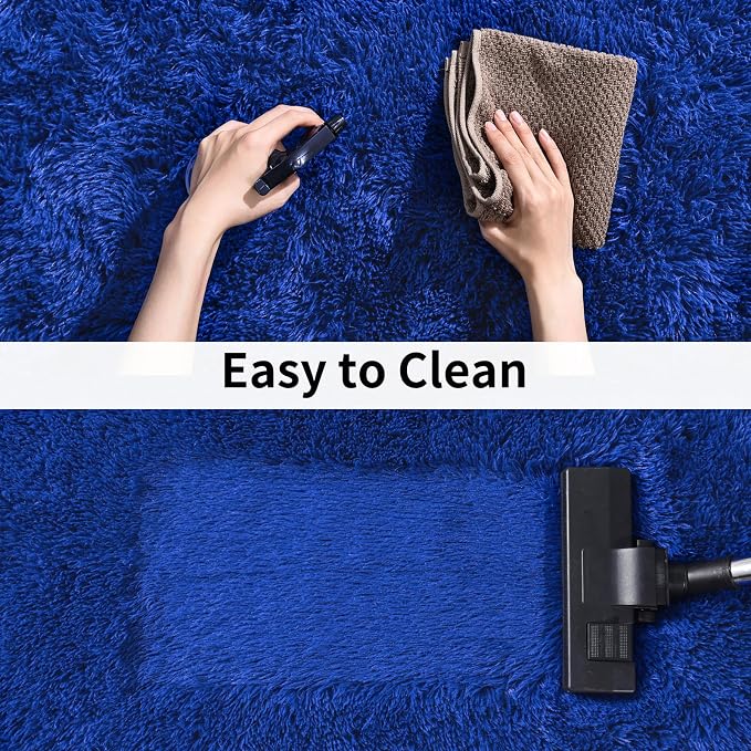 Soft Runner Rugs for Bedroom Hallways, 2 Packs 2x6 Royal Blue Fluffy Shag Throw - Image 7