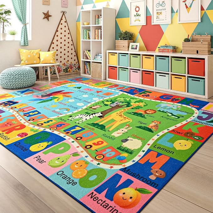 Maxsoft Kids Rug for Playroom, Educational 6x9 Play Mat for Classroom, Washable - Image 8