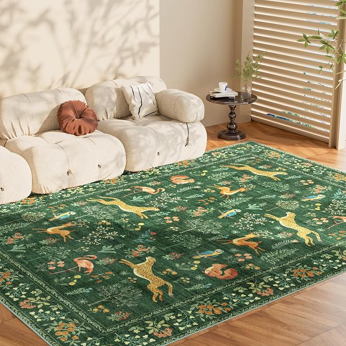 DUKINO 5x7 Rug, Washable Animal Living Room Rug - Image 9