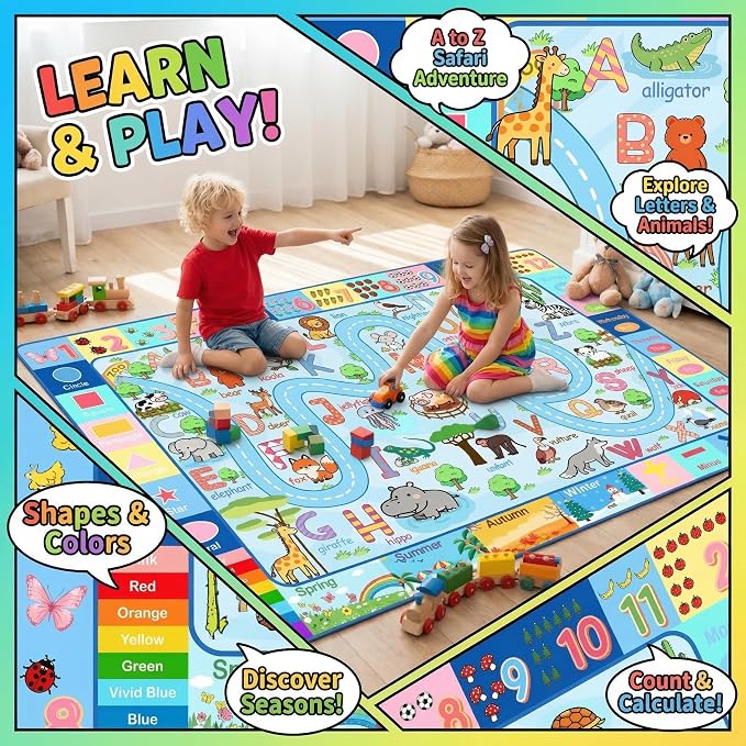 4.5x6 Feet Kids Rugs for Playroom Bedroom, Educational ABC Alphabet Area Rug - Image 4