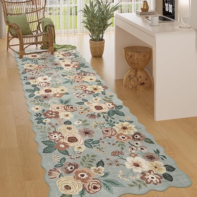 DUKINO 2.6x8 Runner Rug for Hallway, Washable Kitchen Rug by DUKINO