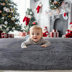 KICHOWUA 6x9 Grey Fluffy Shag Rug - Image 2