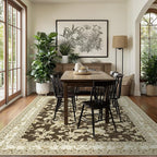Browm Boho Living Room Rug 5x8, Washable Low Pile Non Slip Area Rugs - Image 2