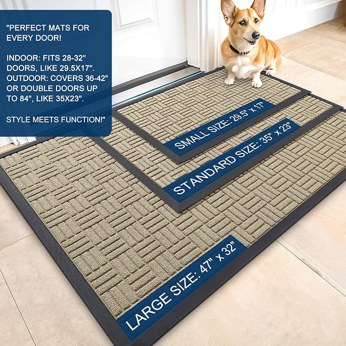 OLANLY Front Door Mat Outside Entrance 47x32, Heavy Duty Sturdy Natural Rubber - Image 2