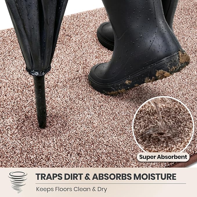 PURRUGS Dirt Trapping Door Mat 24" x 35.5", Non-Slip Machine Washable Entryway - Image 2