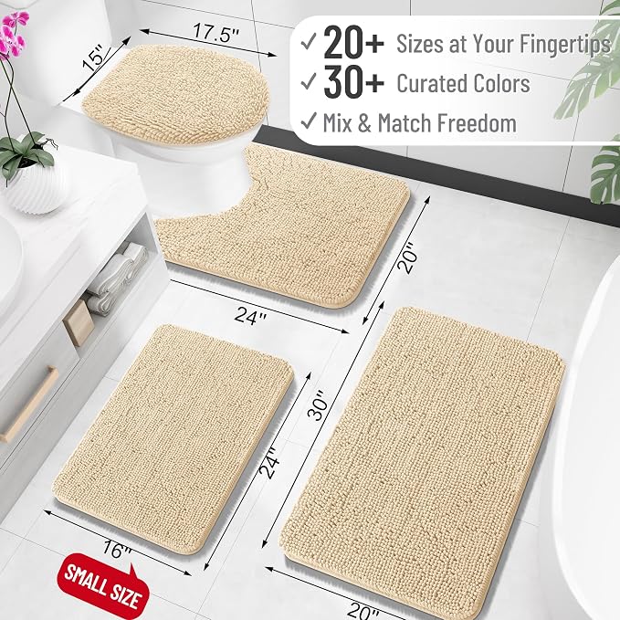 OLANLY Small Bathroom Rugs 24x16, Extra Soft Absorbent Chenille Bath Rugs - Image 2