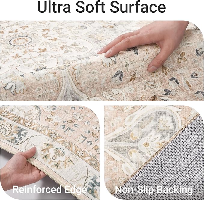 befbee 9x12 Area Rug, Ultra-Thin Washable Rugs - Image 3