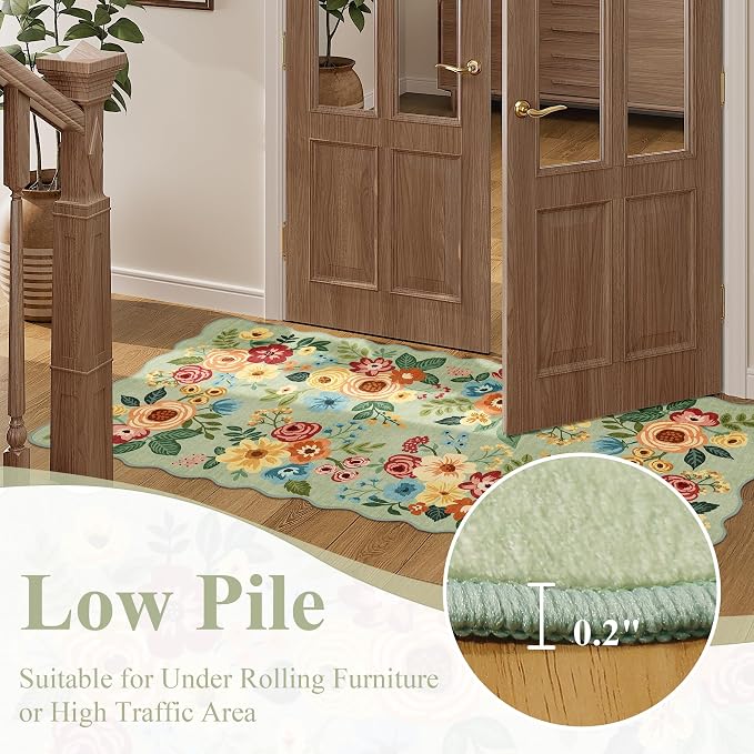 DUKINO 3x8 Washable Runner Rug, Soft Indoor Floral Non Slip Long Runner Rug - Image 8