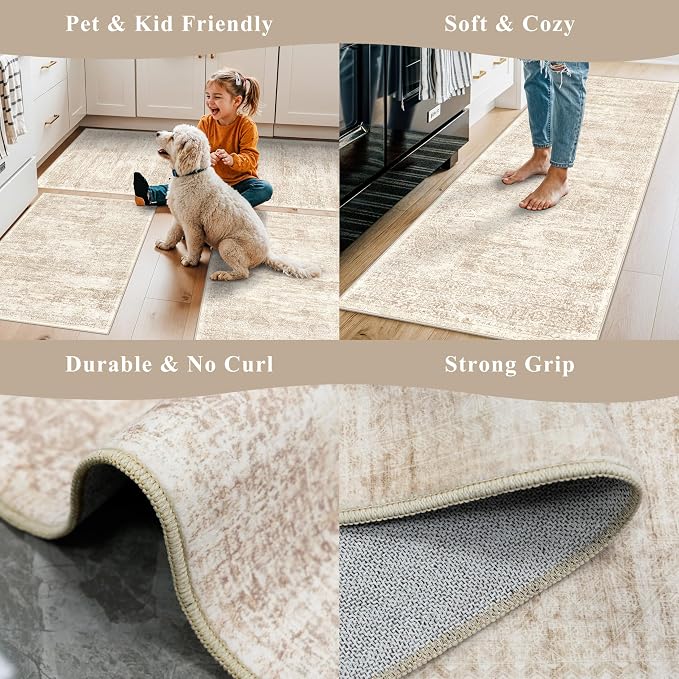 Kitchen Rug Sets 3 Piece Washable – Non Slip Modern Boho Small Kitchen Rugs and - Image 5