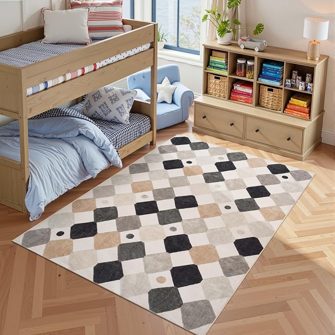 jinchan Macy 5x7 Area Rug for Kids Room Black and White Modern Colorful Nursery - Image 3