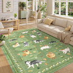 DUKINO 6x9 Rug for Living Room, Lightweight Animal Dog Print Washable Area Rug - Image 6