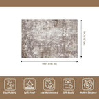 7x9 Modern Living Room Rug – Washable Neutral Abstract Area Rug - Image 2