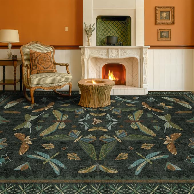 6x9 Dark Green Area Rugs for Dining Room - Image 3
