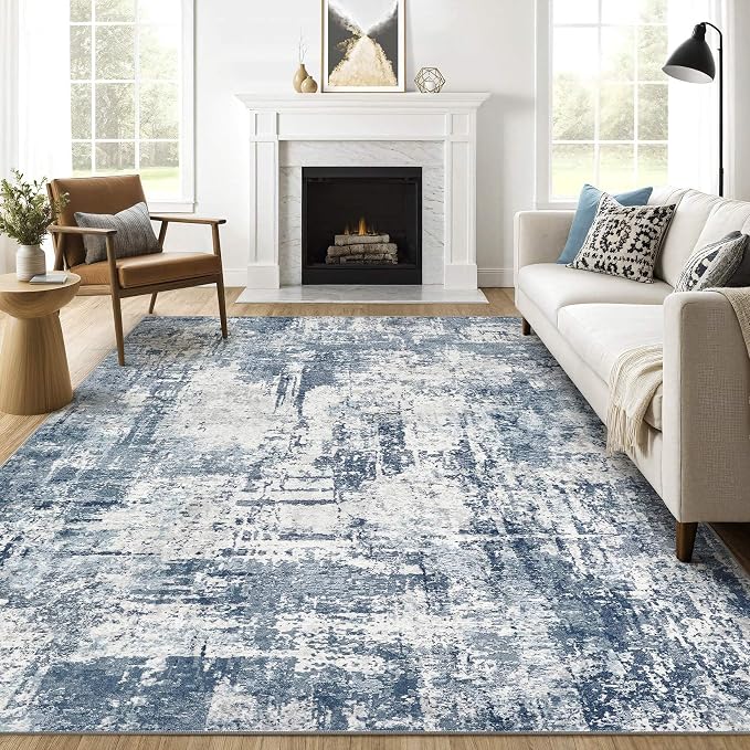 9x12 Area Rug Living Room: Washable Large Abstract Soft Rugs Stain Resistant by LOONGRUG