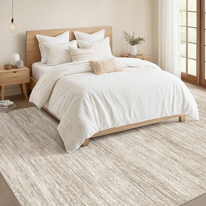 Nakagishi 9x12 Area Rugs Living Room: Washable Large Vintage Rug Neutral - Image 5