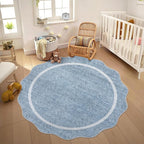 GarveeHome Scalloped Round Area Rugs, Washable Small Round Rug 3ft Non-Slip by GarveeHome