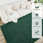 Litanika 6x9 Shag Area Rug for Living Room Bedroom, Emerald Dark Green High - Image 4