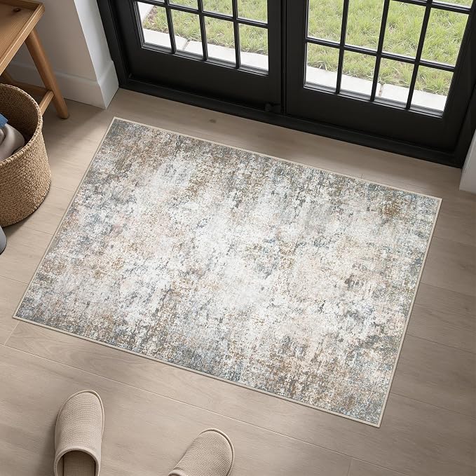 Washable Area Rug 2x3 Entryway Rug: Washable Modern Abstract Soft Thin Rug by FXRHLP