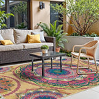 Arenarug Meditation Indoor Outdoor Rug 4x6 ft Mandala Pattern Rug Boho Style - Image 6