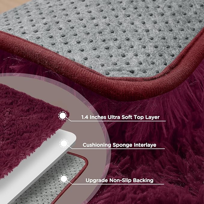 Burgundy Shag Area Rug for Bedroom, 4x6 Fluffy Shaggy Rugs for Living Room Kids - Image 7