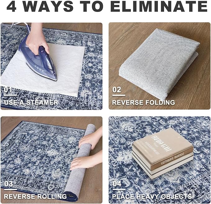 KILOCOCO Hallway Runner 2x7 Rug Runner Printed Vintage Floral Washable Kitchen - Image 2