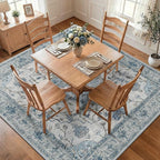 RELEANY Area Rugs Square 8ft Washable Non-Slip, Floral Vintage Distress - Image 2