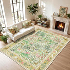 8x10 Washable Rug for Living Room Green Animal Print Large Bedroom Rugs Non by Garvee