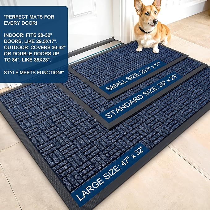 OLANLY Front Door Mat Outside Entrance 71x47, Heavy Duty Sturdy Natural Rubber - Image 2