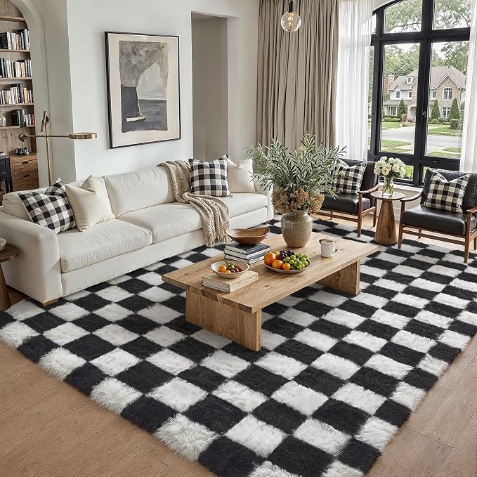 PureCozy Checkered Rug 8x10 for Living Room - Image 3