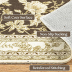 Browm Boho Living Room Rug 5x8, Washable Low Pile Non Slip Area Rugs - Image 3