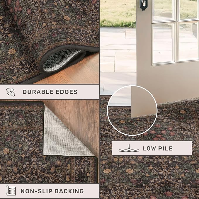 Washable 3x6 Area Rug for Entryway, Dark Brown Boho Large Kitchen Rug, Home - Image 5