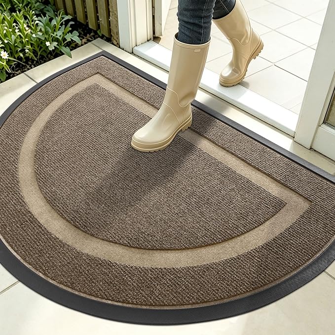 OLANLY Half Circle Door Mat Indoor Outdoor Entrance Welcome, Waterproof by OLANLY