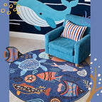 jinchan 4ft Coastal Round Rug Kids Washable Fun Rug Colorful Ocean Fish Small - Image 6