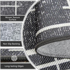 Non Slip Hallway Runner Rug 2x8, Modern Distressed Stripe, Washable Long Rug - Image 5