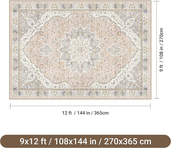 befbee 9x12 Area Rug, Ultra-Thin Washable Rugs - Image 2