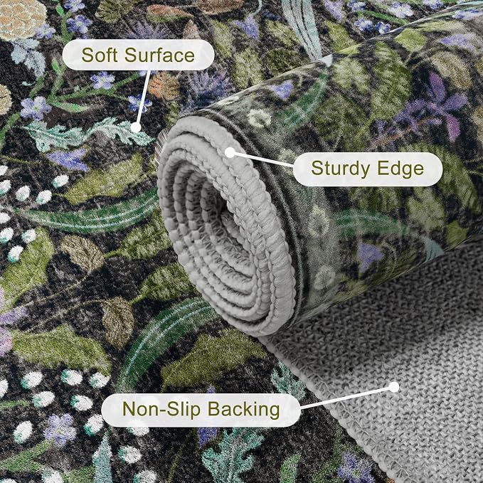 AMTOVO 6x9 Washable Area Rugs for Living Room, Non-Slip Large Soft Boho Floral - Image 6