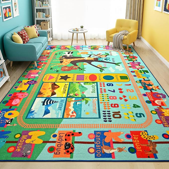 Maxsoft Kids Rug for Playroom, Educational 3x5 Play Mat for Classroom, Washable - Image 7