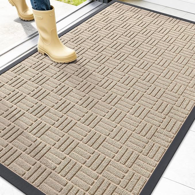 OLANLY Front Door Mat Outside Entrance 47x32, Heavy Duty Sturdy Natural Rubber by OLANLY