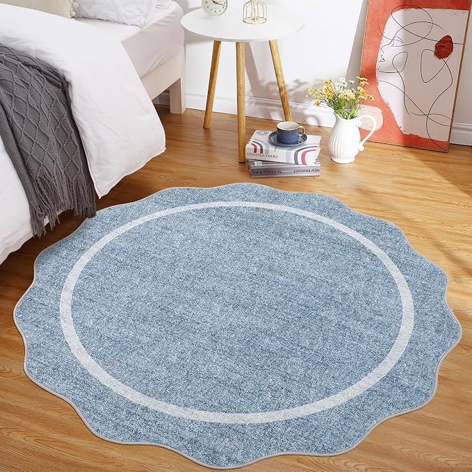 GarveeHome Scalloped Round Area Rugs, Washable Small Round Rug 3ft Non-Slip - Image 3