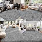 6x9 Area Rug for Living Room:Ultra Soft Fluffy Shag Light Grey Rugs, Large - Image 8