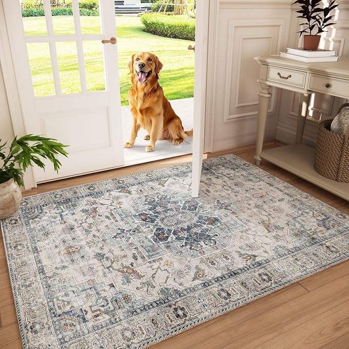 Machine Washable Throw Rugs for Entryway: Door Mat Indoor Entrance 3x5 Small by palohom