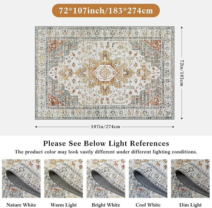 Moynesa Ultra-Thin Vintage Area Rug 6x9, Large Living Room Rugs - Image 2