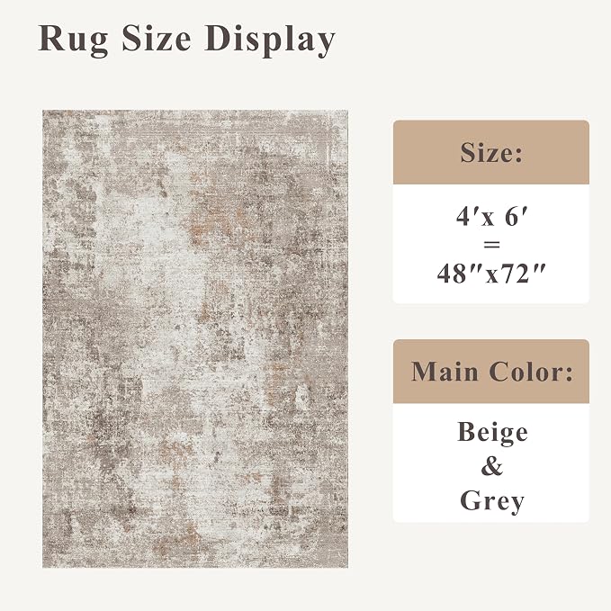 4x6 Washable Entryway Rug – Non-Slip Low-Pile Small Area Rug - Image 2