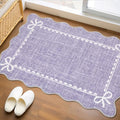 GarveeHome Scalloped Bow Rug for Kitchen Floor, Solid Purple Rug for Dorm by GarveeHome