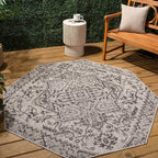JONATHAN Y Boho Medallion Indoor Outdoor Octagon Area Rug 5 Ft Black/Gray - Image 3