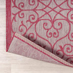 JONATHAN Y Vintage Filigree Indoor Outdoor Runner Rug 2X8 Light Gray/Fuchsia - Image 5