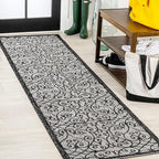 JONATHAN Y Vintage Filigree Indoor Outdoor Runner Rug 2X8 Light Gray/Black by JONATHANY